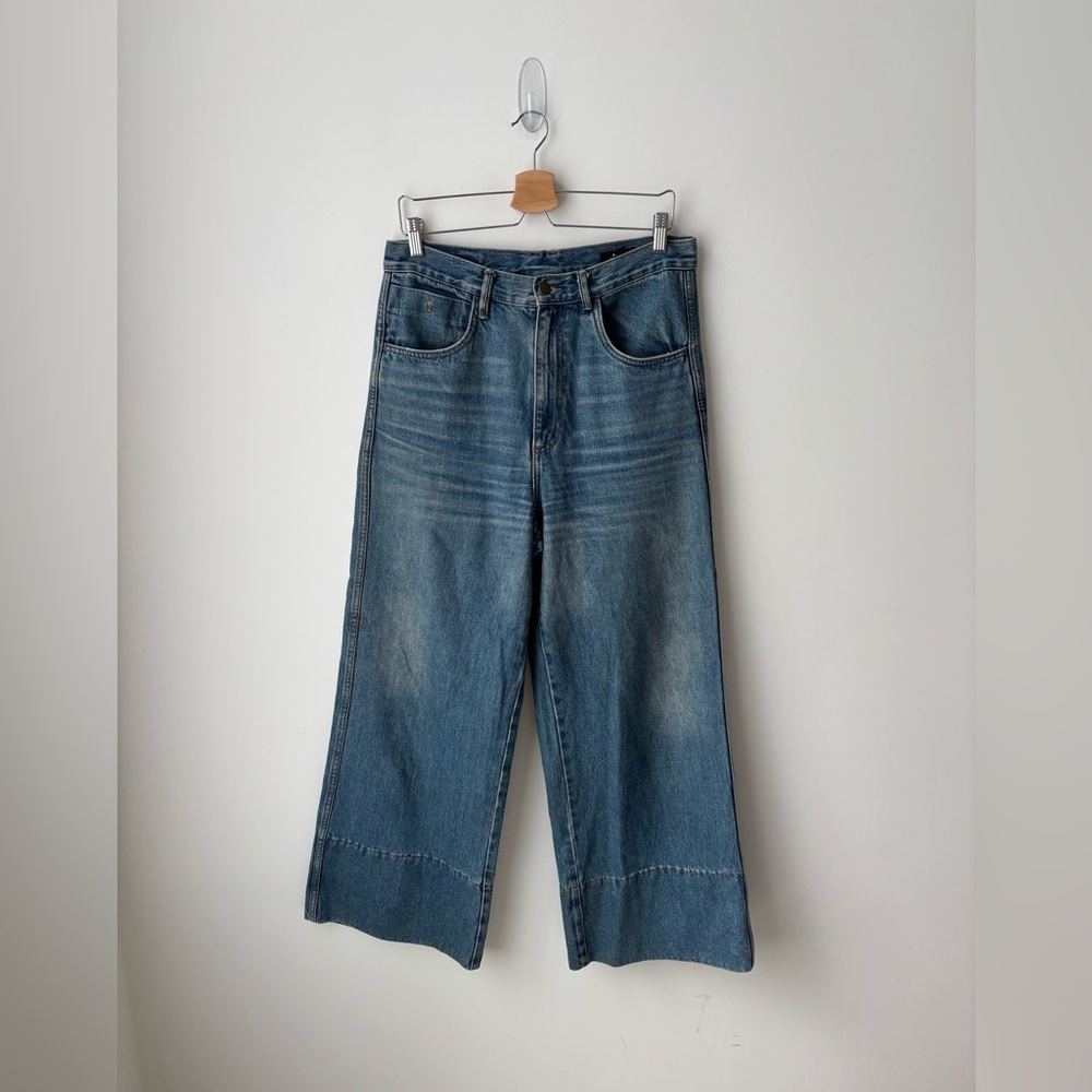 Thrills Wide Leg Cropped Jeans High Rise Denim Culottes Size 34